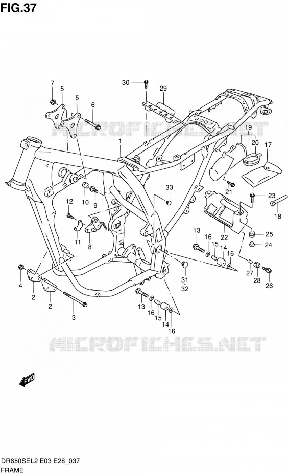 CADRE (DR650SEL2 E28) Suzuki MOTO 650 DR 2012  DR650SE L2 (E03,E28,E33)