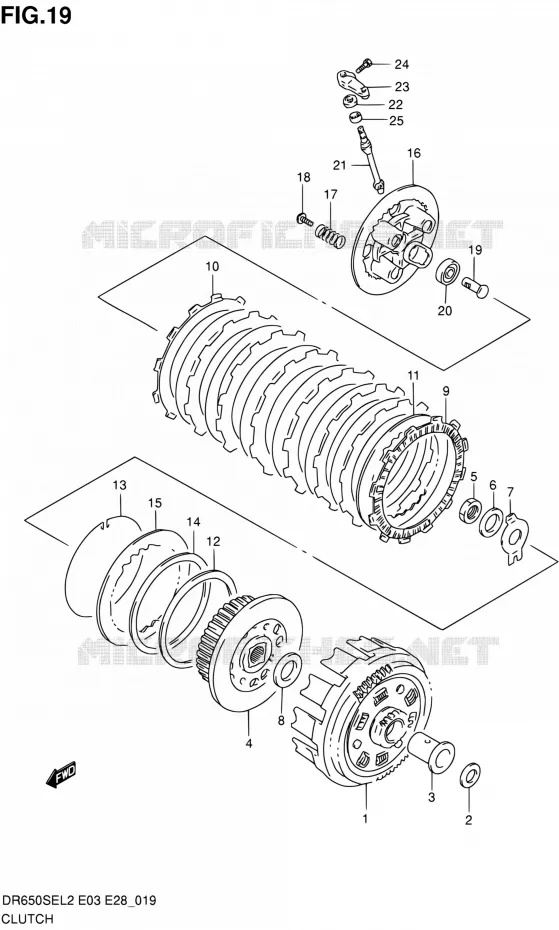 EMBRAYAGE Suzuki MOTO 650 DR 2012  DR650SE L2 (E03,E28,E33)