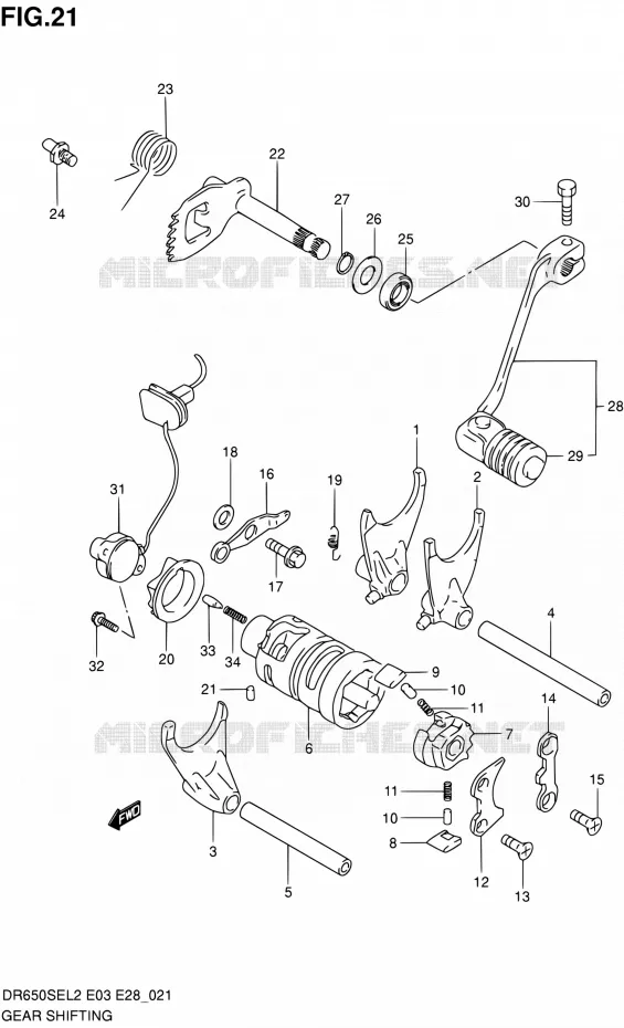 ENSEMBLE SELECTEUR DE VITESSES Suzuki MOTO 650 DR 2012  DR650SE L2 (E03,E28,E33)