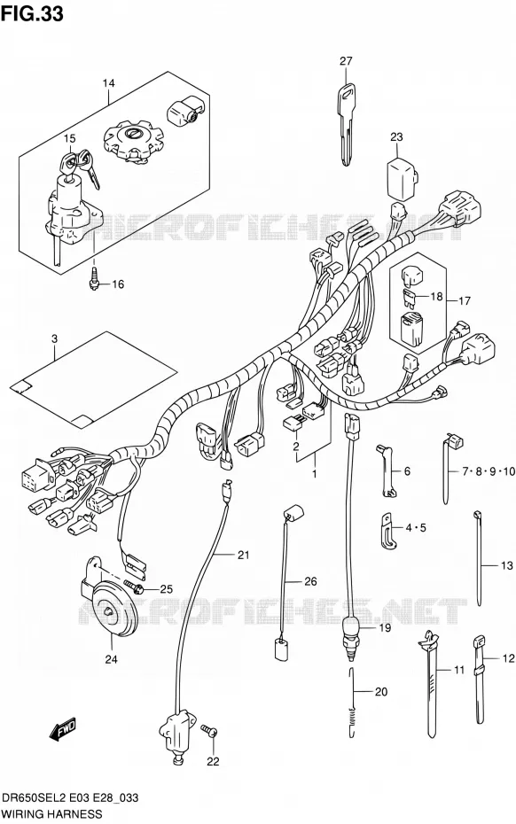 FAISCEAU ELECTRIQUE (DR650SEL2 E28) Suzuki MOTO 650 DR 2012  DR650SE L2 (E03,E28,E33)