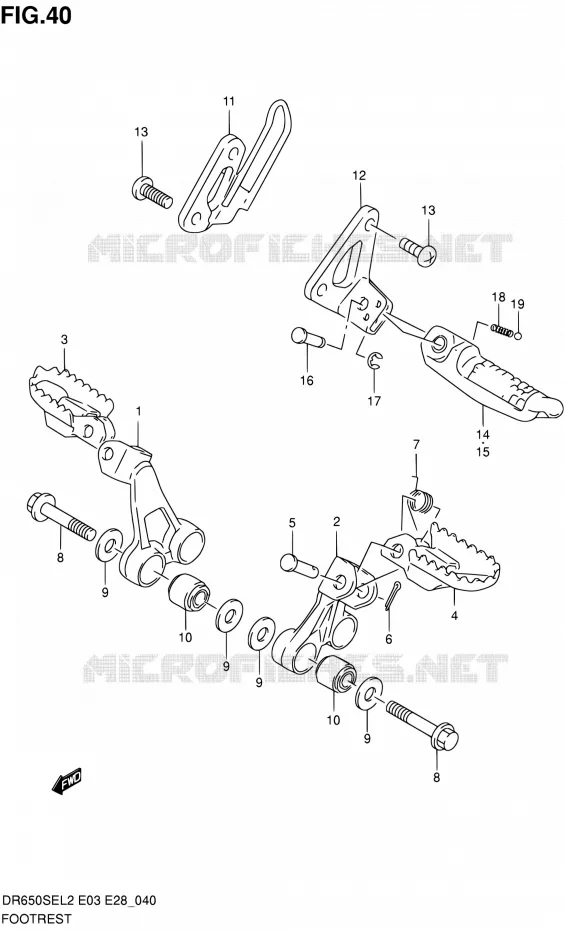REPOSE PIED Suzuki MOTO 650 DR 2012  DR650SE L2 (E03,E28,E33)
