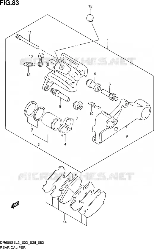 ETRIER DE FREIN ARRIERE Suzuki MOTO 650 DR 2013  DR650SE L3 (E03,E28,E33)