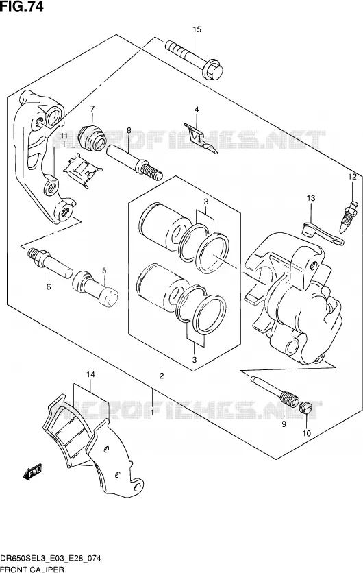 ETRIER DE FREIN AVANT Suzuki MOTO 650 DR 2013  DR650SE L3 (E03,E28,E33)