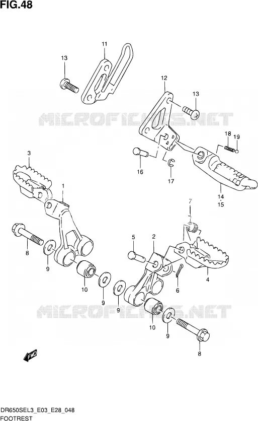 REPOSE PIED Suzuki MOTO 650 DR 2013  DR650SE L3 (E03,E28,E33)