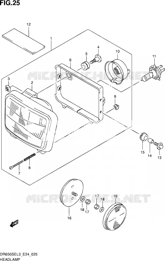 PHARE Suzuki MOTO 650 DR 2013  DR650SE L3 (E24)