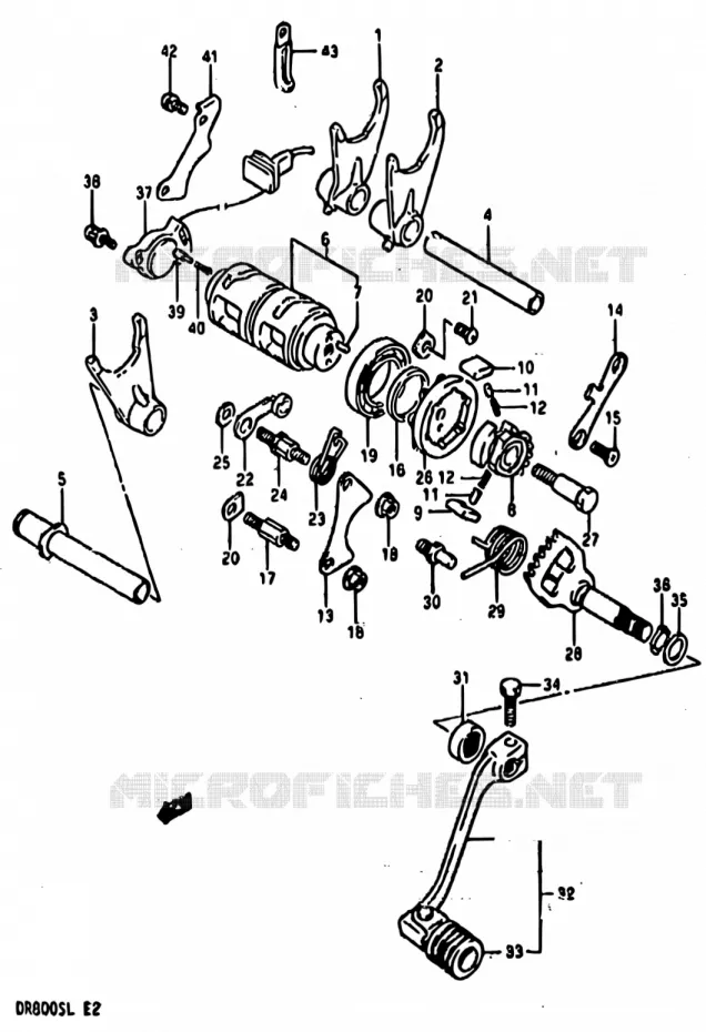 ENSEMBLE SELECTEUR DE VITESSES Suzuki MOTO 800 DR 1990  DR800S L/DR800SU L