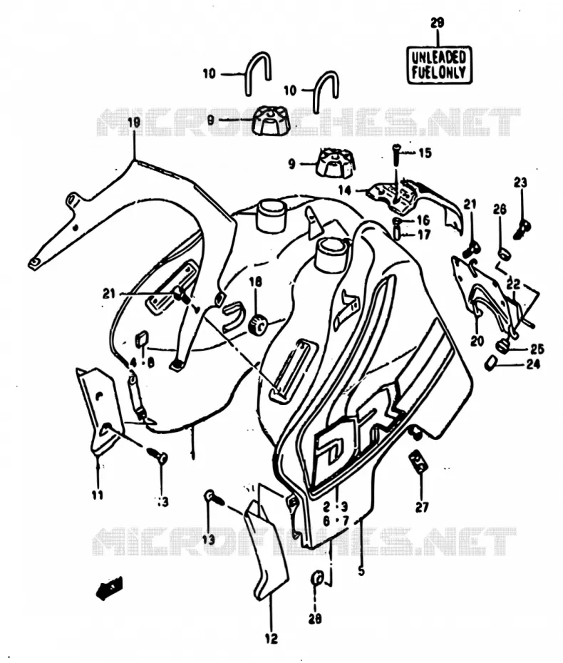RESERVOIR D'ESSENCE Suzuki MOTO 800 DR 1990  DR800S L/DR800SU L
