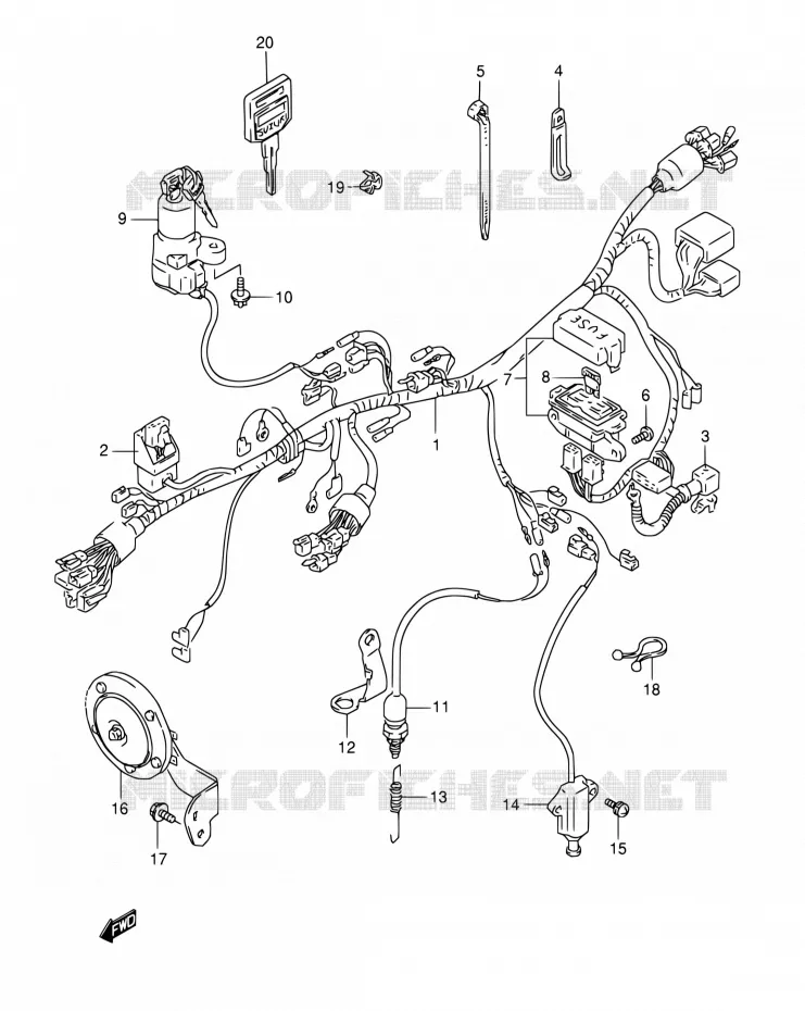 FAISCEAU ELECTRIQUE (MODELE M/N/P/R) Suzuki MOTO 800 DR 1991  DR800S M/DR800SU M