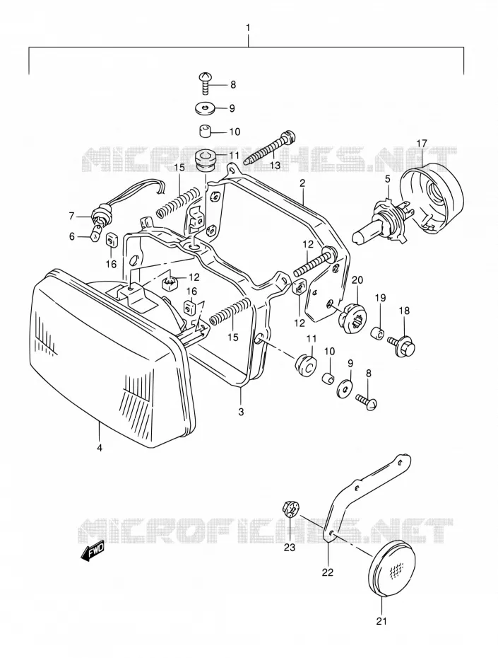 PHARE (MODELE M/N/P) Suzuki MOTO 800 DR 1991  DR800S M/DR800SU M