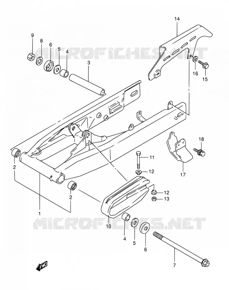 BRAS OSCILLANT ARRIERE Suzuki MOTO 800 DR 1992  DR800S N/DR800SU N
