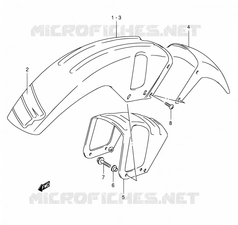 GARDE BOUE AVANT (MODELE M/N/P/R/S) Suzuki MOTO 800 DR 1992  DR800S N/DR800SU N