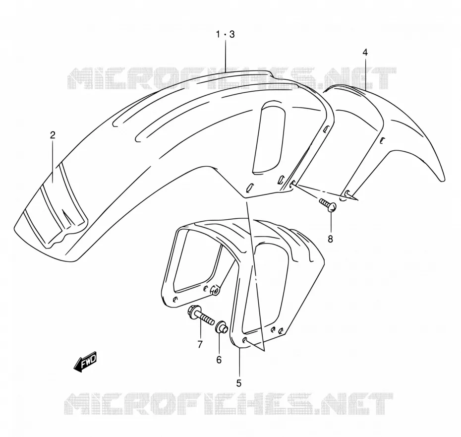 GARDE BOUE AVANT (MODELE M/N/P/R/S) Suzuki MOTO 800 DR 1995  DR800S S/DR800SU S