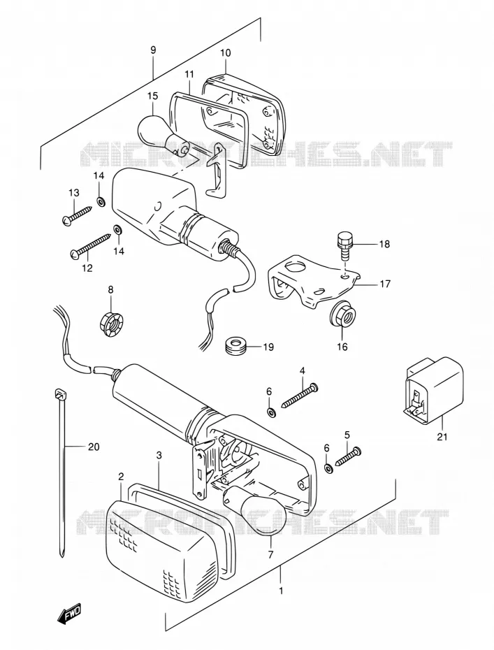 CLIGNOTANTS (MODELE T) Suzuki MOTO 800 DR 1996  DR800S T/DR800SU T