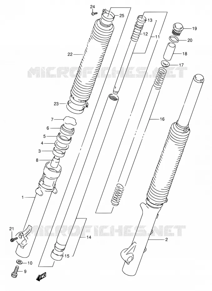 FOURCHE AVANT Suzuki MOTO 800 DR 1996  DR800S T/DR800SU T