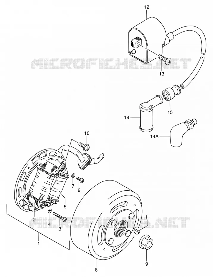 ALLUMAGE ROTOR - STATOR Suzuki MOTO 80 DS 1996  DS80 T (E03,E28,E33)