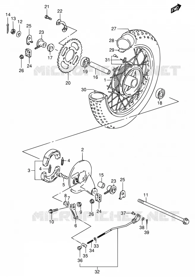 ROUE ARRIERE Suzuki MOTO 80 DS 1997  DS80 V (E03,E28,E33)