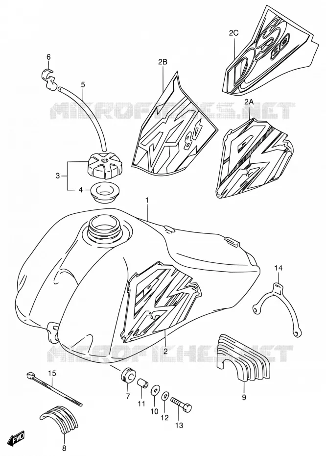 RESERVOIR D'ESSENCE (MODELE T/V/W/X) Suzuki MOTO 80 DS 1998  DS80 W (E03,E28,E33)