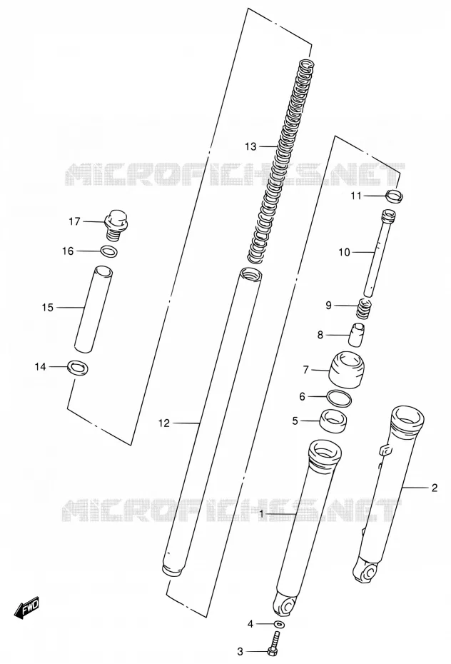 AMORTISSEUR AVANT Suzuki MOTO 80 DS 2000  DS80 Y (E03,E28,E33)