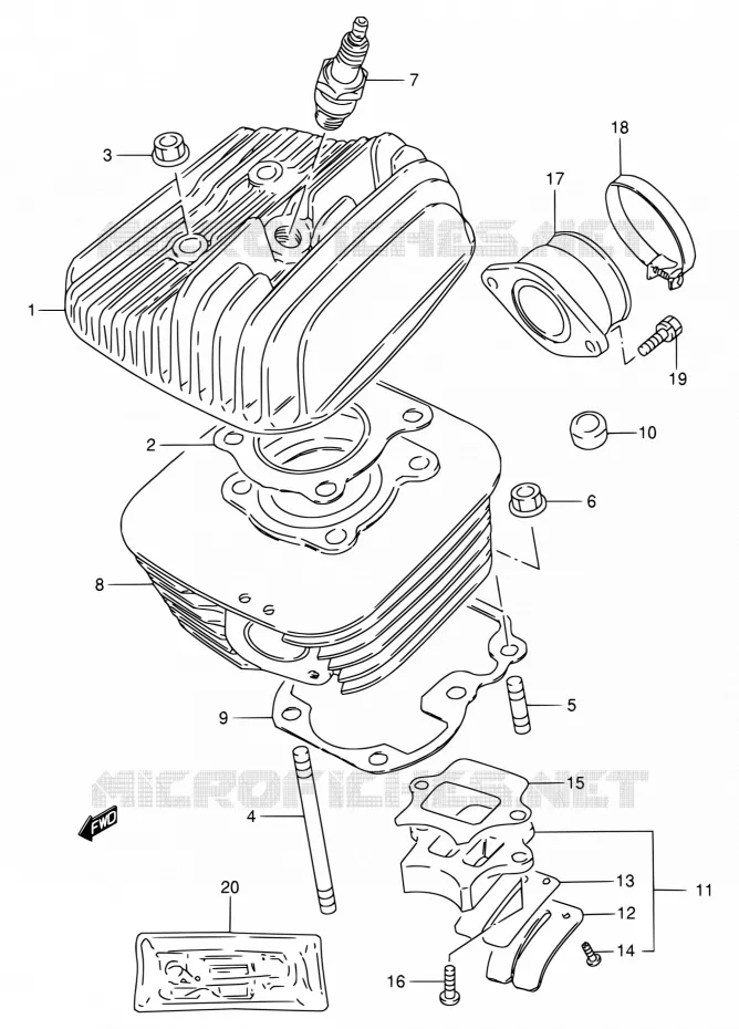 CYLINDRE Suzuki MOTO 80 DS 2000  DS80 Y (E03,E28,E33)