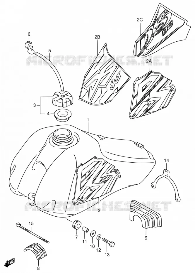 RESERVOIR D'ESSENCE (MODELE T/V/W/X) Suzuki MOTO 80 DS 2000  DS80 Y (E03,E28,E33)