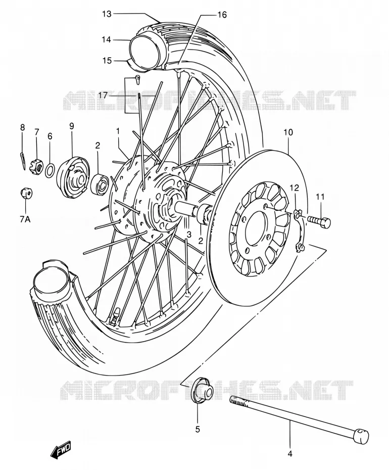 ROUE AVANT (GN125Z/D/K/M/R) Suzuki MOTO 125 GN 1992  GN125EN(E30)