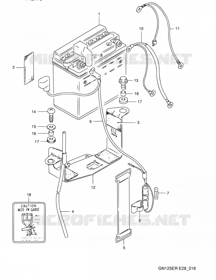 BATTERIE Suzuki MOTO 125 GN 1994  GN125E R (E03,E28,E33)