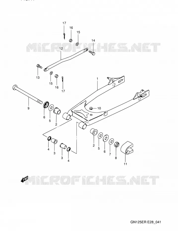 BRAS OSCILLANT ARRIERE Suzuki MOTO 125 GN 1994  GN125E R (E03,E28,E33)