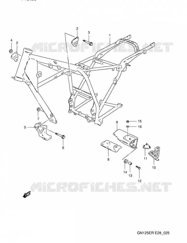 CADRE Suzuki MOTO 125 GN 1994  GN125E R (E03,E28,E33)