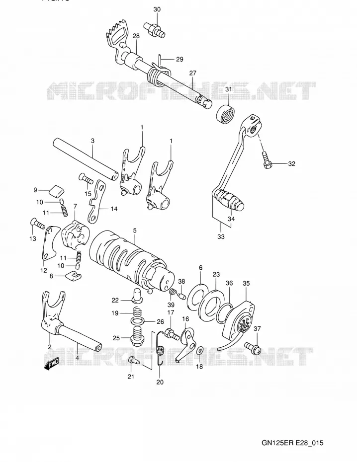 ENSEMBLE SELECTEUR DE VITESSES Suzuki MOTO 125 GN 1994  GN125E R (E03,E28,E33)