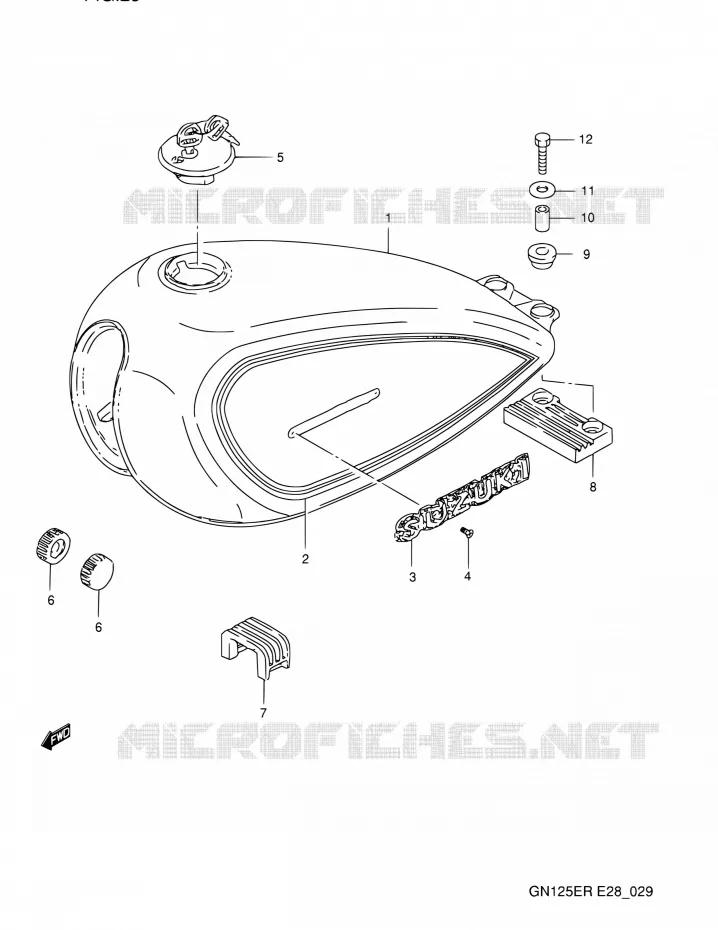 RESERVOIR D'ESSENCE Suzuki MOTO 125 GN 1994  GN125E R (E03,E28,E33)