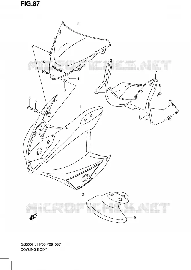 CARENAGES (GS500FH P33) Suzuki MOTO 500 GS-F 2011  GS500FHL1(P3)