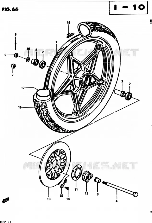 ROUE AVANT (MODELE Z) Suzuki MOTO 450 GS-E 1982  GS450EZ