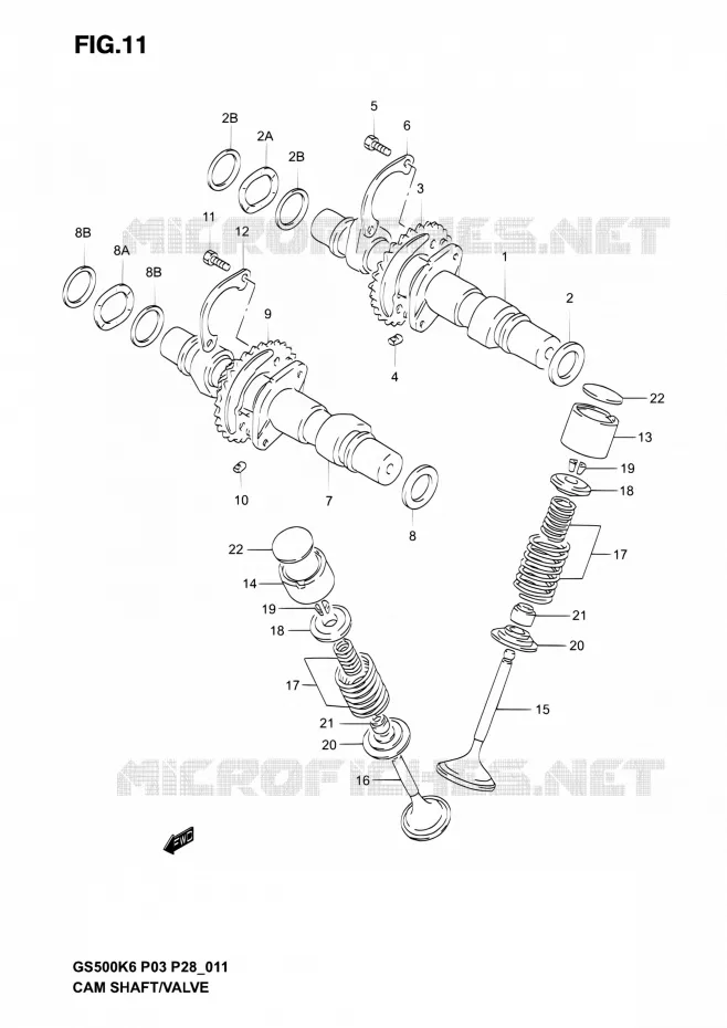 ARBRE A CAMES - VALVE Suzuki MOTO 500 GS-E 2003  GS500 K3 (P03,P28,P33)