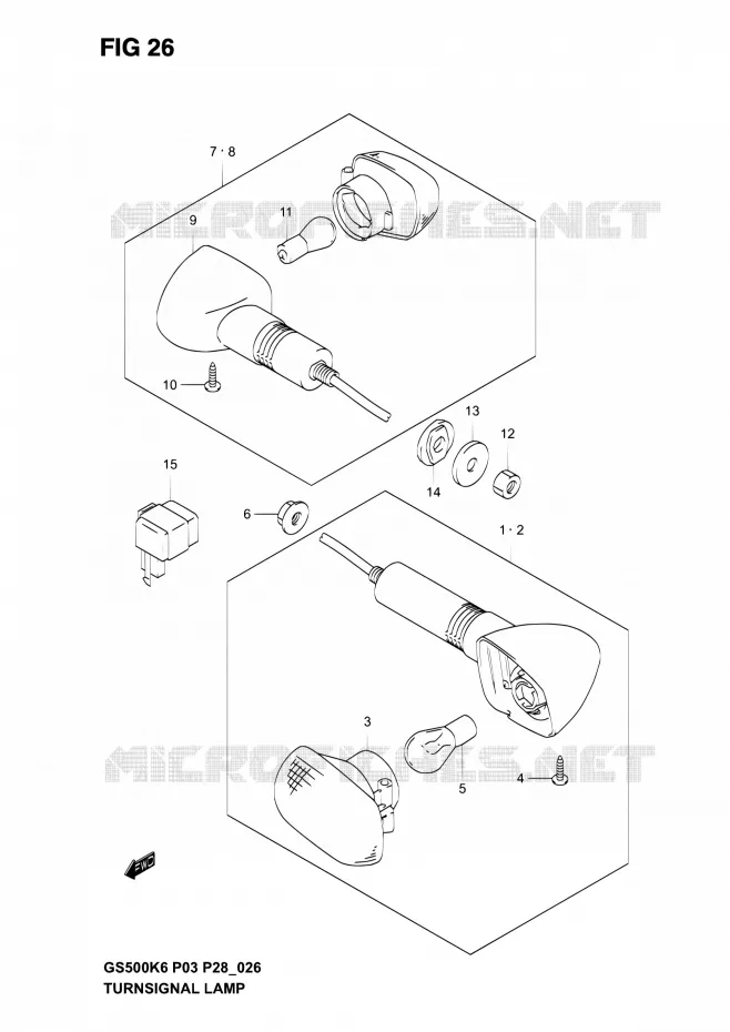 CLIGNOTANTS (MODELE K3) Suzuki MOTO 500 GS-E 2003  GS500 K3 (P03,P28,P33)