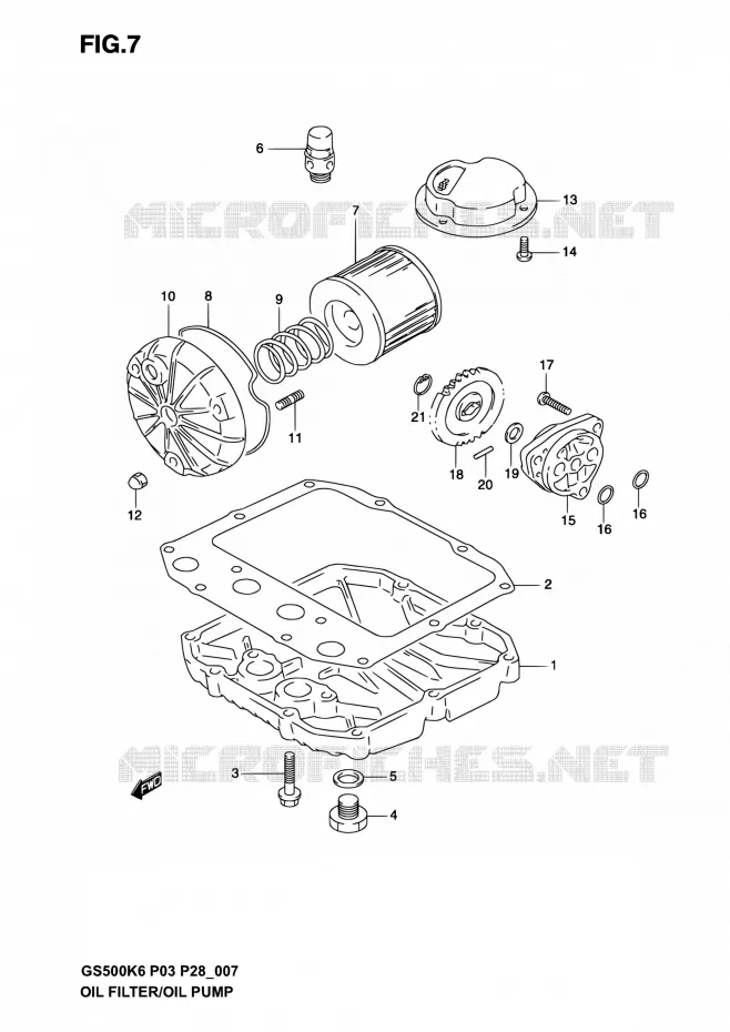 FILTRE A HUILE - POMPE A HUILE Suzuki MOTO 500 GS-E 2003  GS500 K3 (P03,P28,P33)