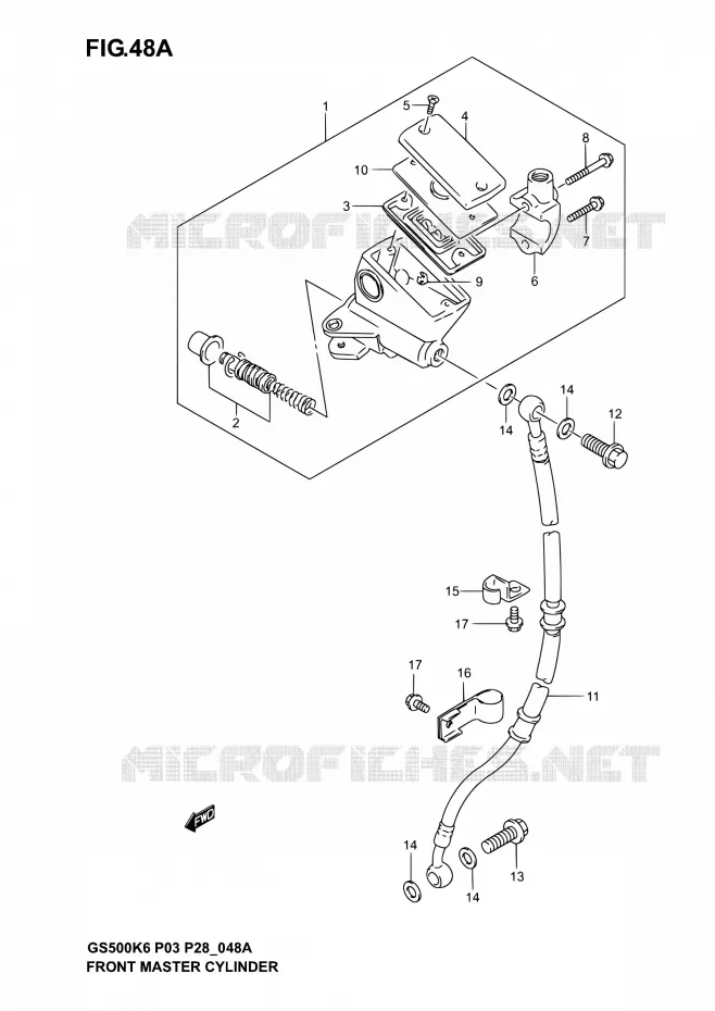 MAITRE CYLINDRE AVANT (GS500K4/K5/K6 P28) Suzuki MOTO 500 GS-E 2003  GS500 K3 (P03,P28,P33)
