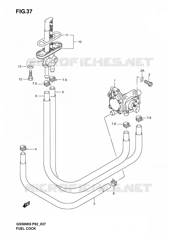 ROBINET D'ESSENCE Suzuki MOTO 500 GS-E 2003  GS500 K3 (P19,P24,P54)