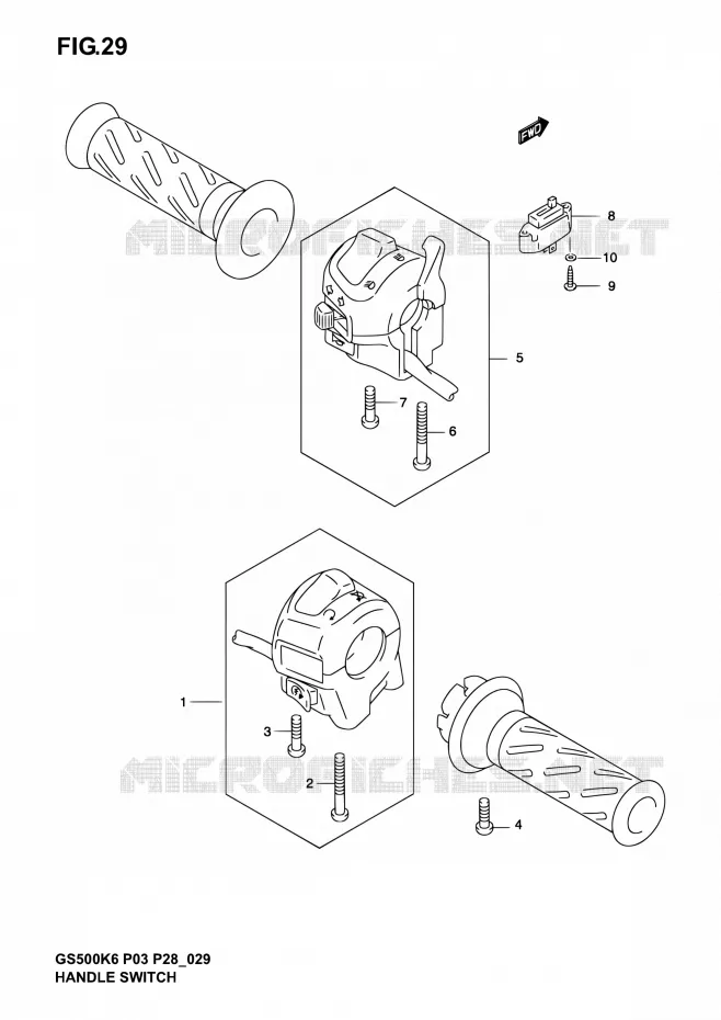 COMMODOS (MODELE K3/K4/K5) Suzuki MOTO 500 GS-E 2004  GS500 K4/GS500F K4 (P03,P28,P33)
