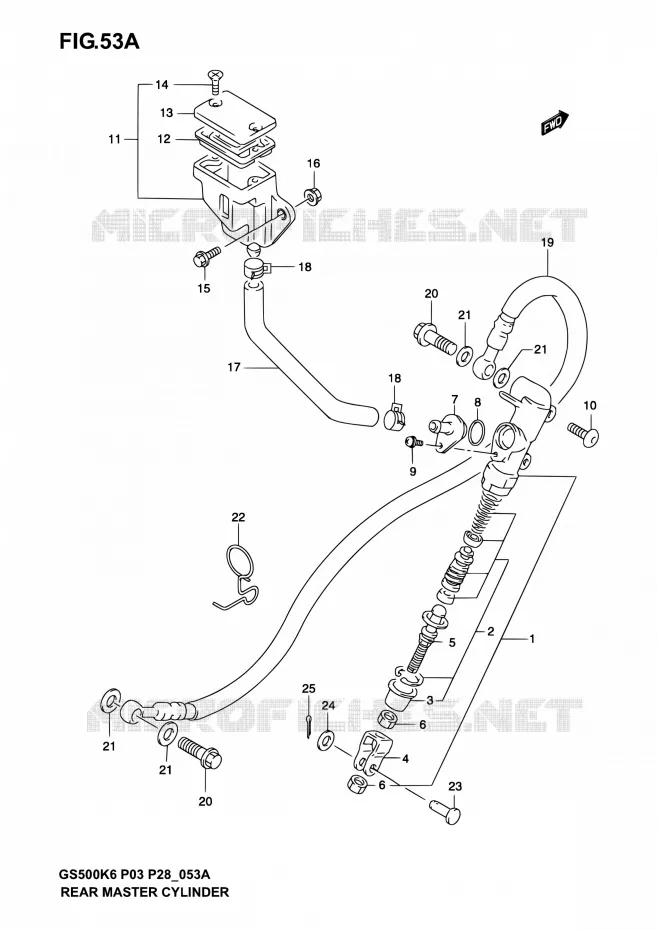MAITRE CYLINDRE ARRIERE (MODELE K4/K5/K6) Suzuki MOTO 500 GS-E 2004  GS500 K4/GS500F K4 (P03,P28,P33)