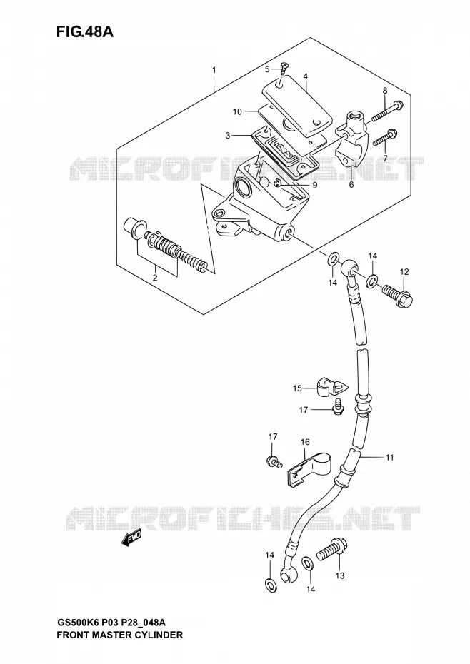 MAITRE CYLINDRE AVANT (GS500K4/K5/K6 P28) Suzuki MOTO 500 GS-E 2004  GS500 K4/GS500F K4 (P03,P28,P33)