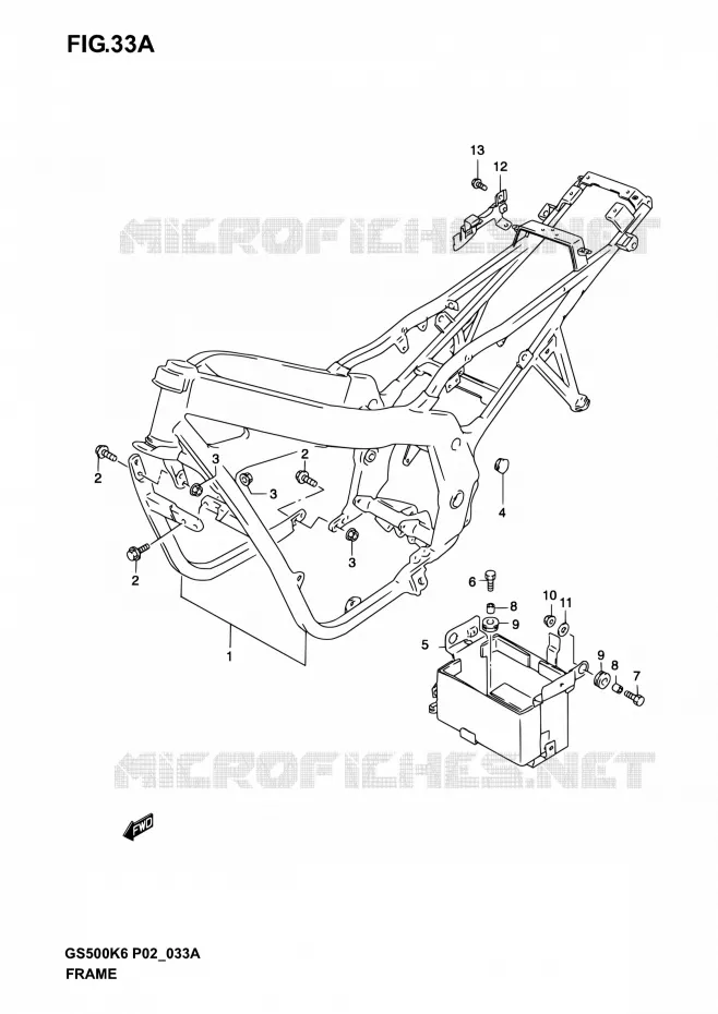 CADRE (MODELE K4/K5/K6) Suzuki MOTO 500 GS-E 2005  GS500 K5 (P02,P19,P24,P54)