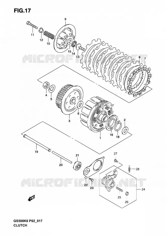 EMBRAYAGE Suzuki MOTO 500 GS-E 2005  GS500 K5 (P02,P19,P24,P54)