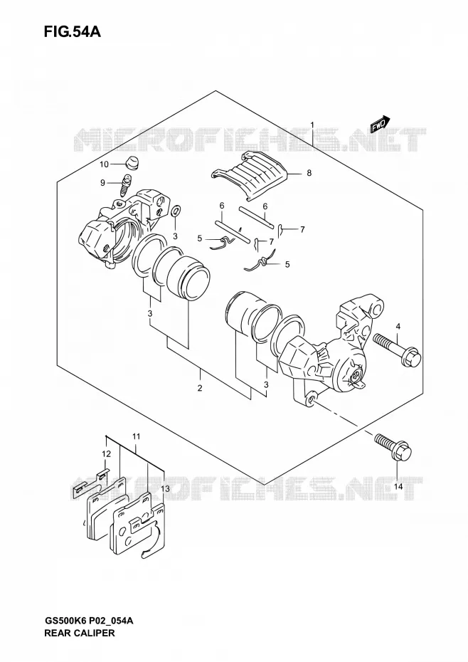 ETRIER DE FREIN ARRIERE (MODELE K4/K5/K6) Suzuki MOTO 500 GS-E 2005  GS500 K5 (P02,P19,P24,P54)