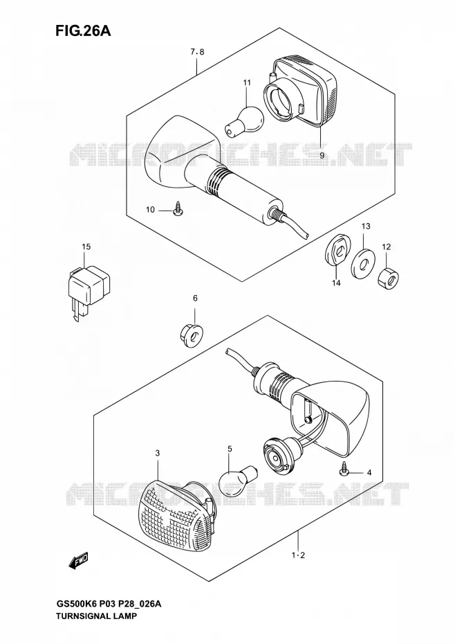 CLIGNOTANTS (GS500K4/K5/K6 P28) Suzuki MOTO 500 GS-E 2005  GS500 K5/GS500F K5 (P03,P28,P33)