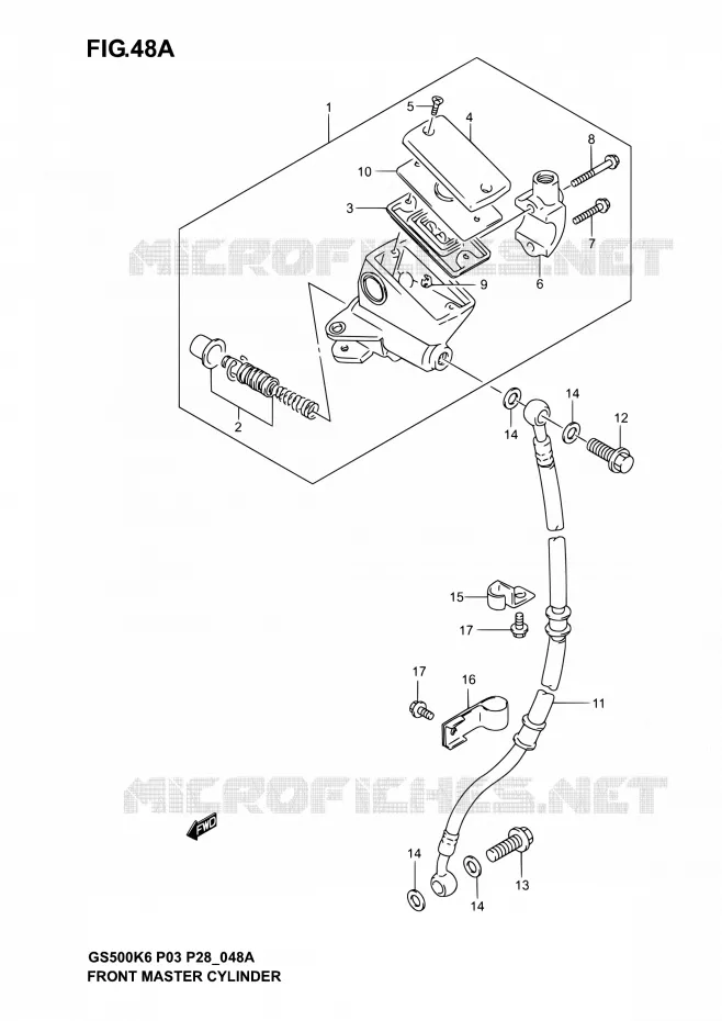 MAITRE CYLINDRE AVANT (GS500K4/K5/K6 P28) Suzuki MOTO 500 GS-E 2006  GS500 K6/GS500F K6 (P03,P28,P33)