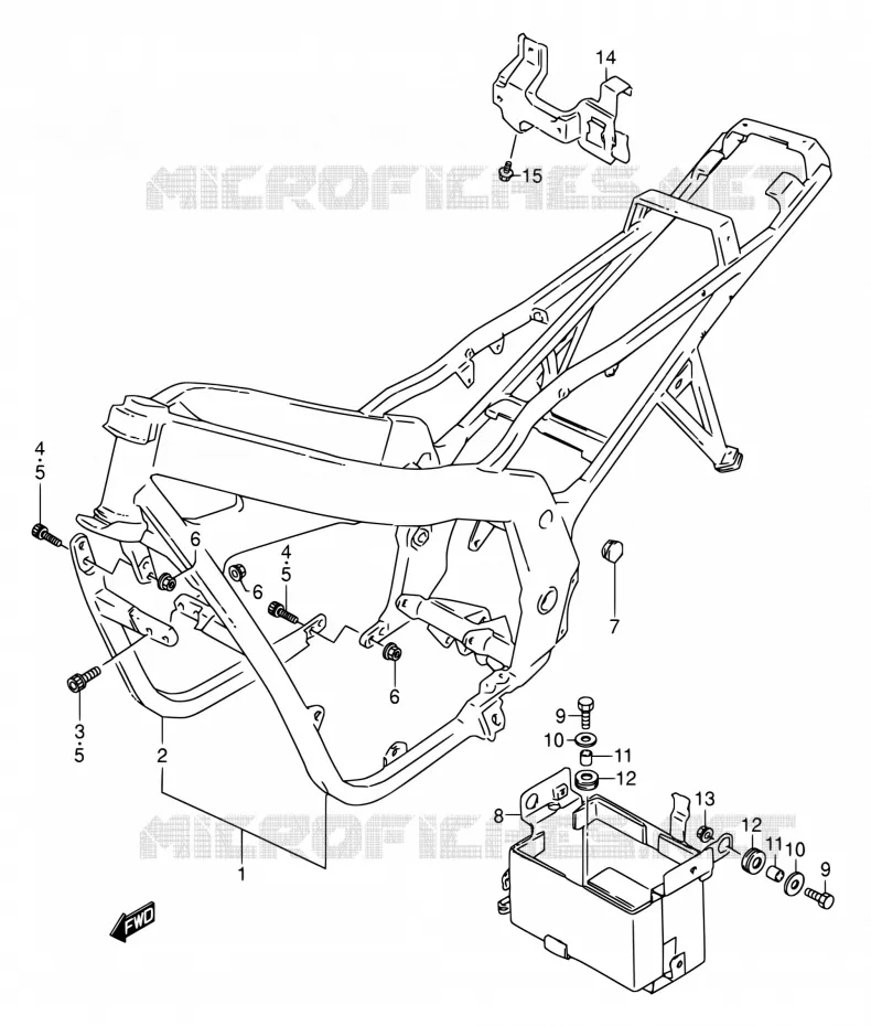 CADRE Suzuki MOTO 500 GS-E 1994  GS500E R/GS500EU R (E02,E04,P09,E18,E21,E22,E24,E25,E34,E37,E39,E53)