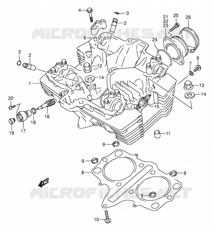 CULASSE Suzuki MOTO 500 GS-E 1994  GS500E R/GS500EU R (E02,E04,P09,E18,E21,E22,E24,E25,E34,E37,E39,E53)