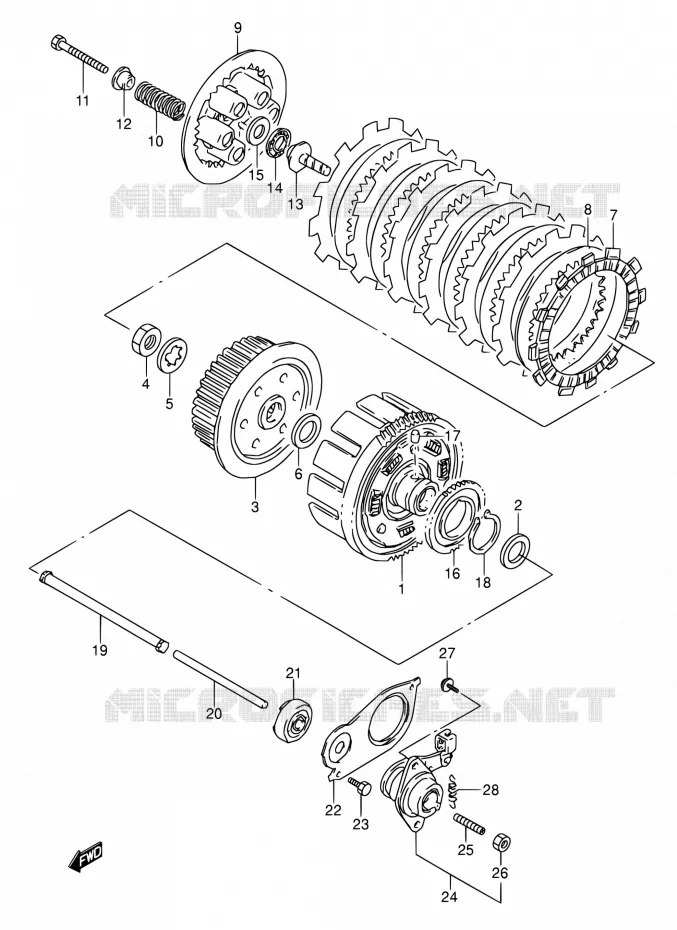 EMBRAYAGE Suzuki MOTO 500 GS-E 1994  GS500E R/GS500EU R (E02,E04,P09,E18,E21,E22,E24,E25,E34,E37,E39,E53)