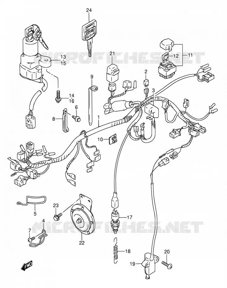 FAISCEAU ELECTRIQUE Suzuki MOTO 500 GS-E 1994  GS500E R/GS500EU R (E02,E04,P09,E18,E21,E22,E24,E25,E34,E37,E39,E53)