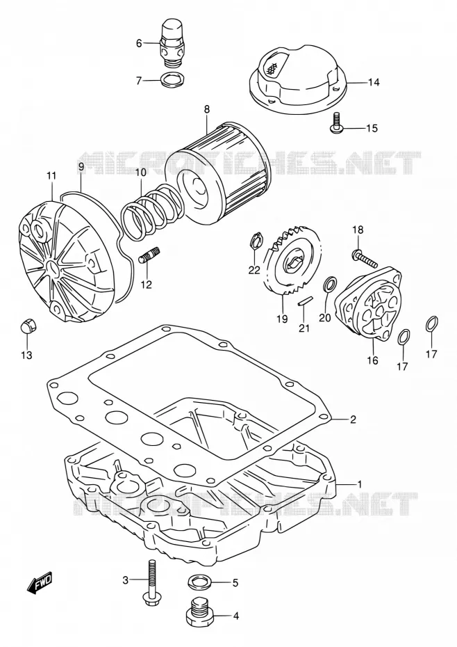 FILTRE A HUILE - POMPE A HUILE Suzuki MOTO 500 GS-E 1994  GS500E R/GS500EU R (E02,E04,P09,E18,E21,E22,E24,E25,E34,E37,E39,E53)